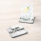 Spinnennetze und glücklicher Halloween-Text Untersetzer (Rechte Seite)