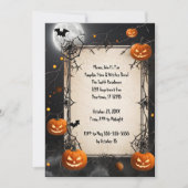 Spinnennetze und Jack-O-Lanterns Halloween Einladung (Vorderseite)