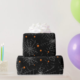 Spinnennetze und Punkte Modernes Schwarzes Hallowe Geschenkpapier