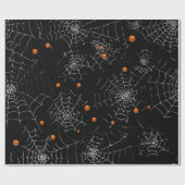 Spinnennetze und Punkte Modernes Schwarzes Hallowe Geschenkpapier (Flach)