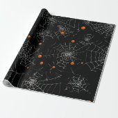 Spinnennetze und Punkte Modernes Schwarzes Hallowe Geschenkpapier (Ungerollt)