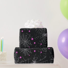 Spinnennetze und Punkte Modernes Schwarzes Hallowe Geschenkpapier