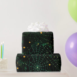 Spinnennetze und Punkte Modernes Schwarzes Hallowe Geschenkpapier