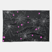 Spinnennetze und Punkte Modernes Schwarzes Hallowe Geschirrtuch (Horizontal)