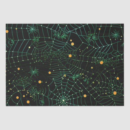 Spinnennetze und Punkte Modernes Schwarzes Hallowe Seidenpapier (Vorderseite)