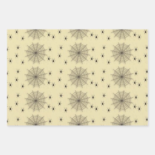 Spinnennetze und Spinnen an der Wand Geschenkpapier Set (Vorderseite)