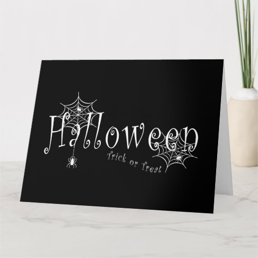 Spinnennetze und Spinnen über Halloween Dankeskarte (Vorderseite)
