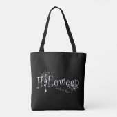 Spinnennetze und Spinnen über Halloween Tasche (Rückseite)