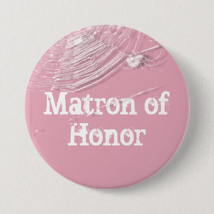 Spinnennetze und weiße Spinnen Matron der Ehre Button