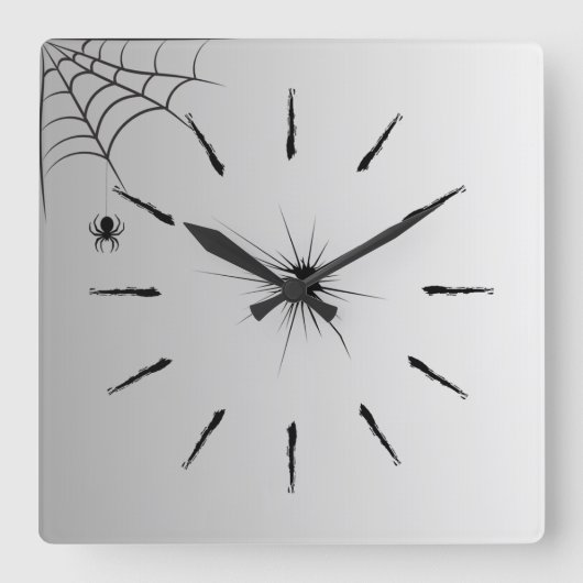 Spinnenweben Wanduhr Elegantes Weiß Schwarz Design (Vorderseite)