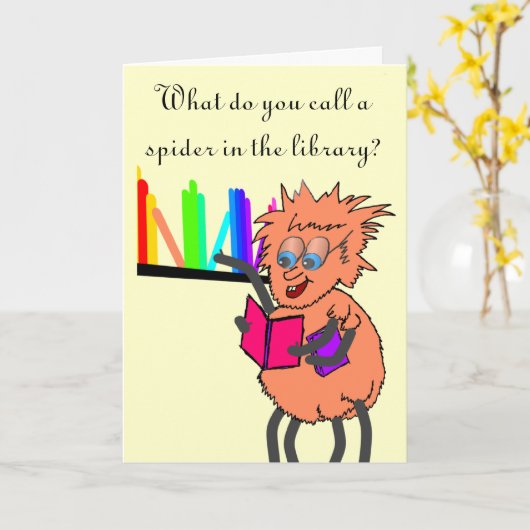 Spinnenwitz Geburtstag Karte (Gelbe Blume)