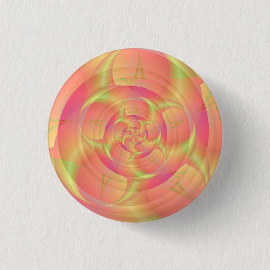 Spinnerhorn in Rosa und Gelb Button (Vorderseite)