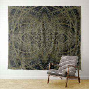 Spinning 4D Electric Lotus Gold Schwarz Wandteppich