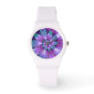 Spinning Magenta und Türkis Watch Face Armbanduhr