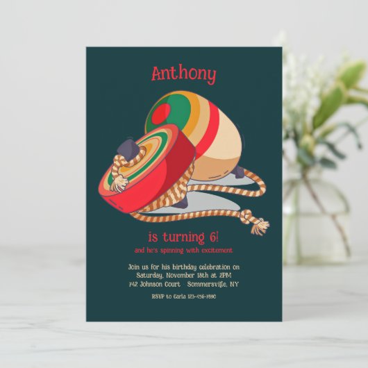 Spinning Top Einladung (Stehend Vorderseite)