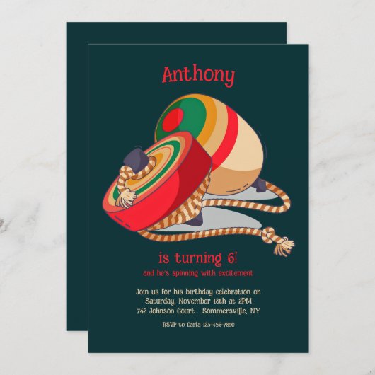 Spinning Top Einladung (Vorne/Hinten)