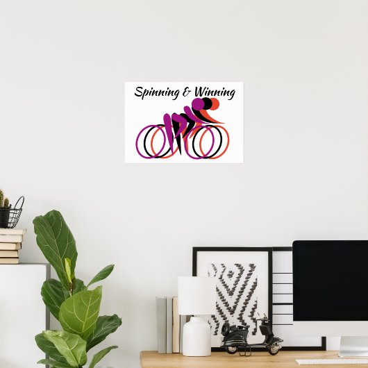 Spinning & Winning Bicyclips Plakat Lila Black (Heimbüro)