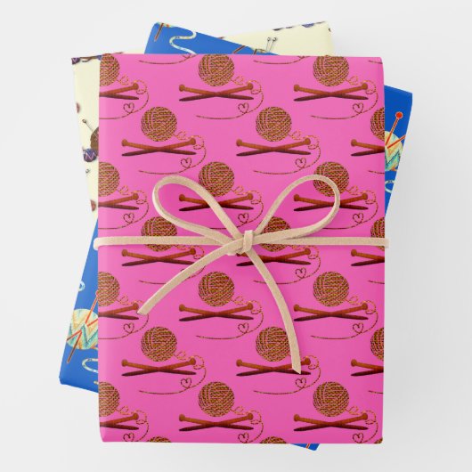 Spinnnadeln Garne Geschenkpapier Set (Beispiel)