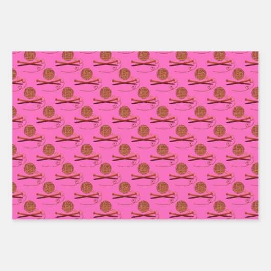 Spinnnadeln Garne Geschenkpapier Set (Vorderseite)