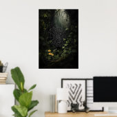 Spinnweben im dunklen Wald Wandbild, Spinnennetze  Poster (Heimbüro)