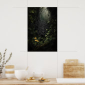 Spinnweben im dunklen Wald Wandbild, Spinnennetze  Poster (Küche)