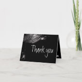 Spinnweben und weiße Spinnen Danke, Note Card Dankeskarte (Vorderseite)