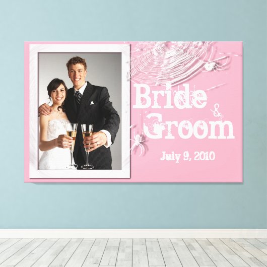 Spinnweben und weiße Spinnen verkeilen die Leinwan Leinwanddruck (Insitu (Holzboden))