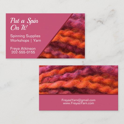 Spinnweberei aus Garn Visitenkarte (Vorne/Hinten)