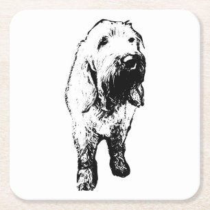 Spinone-Hund-Unterlage – Entwurf mit stehendem dra Rechteckiger Pappuntersetzer