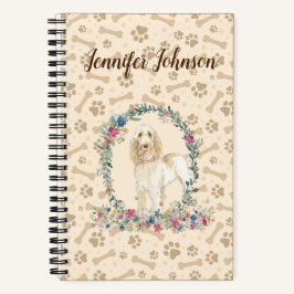 Spinone Italiano Dog Paw Print & Floral Niedlich Notizblock