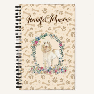 Spinone Italiano Dog Paw Print & Floral Niedlich Notizblock