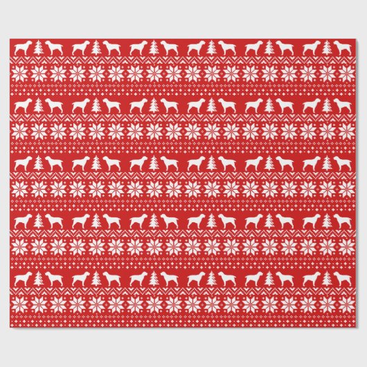 Spinone Italiano Dog Silhouetten Weihnachten Rot Geschenkpapier (Flach)