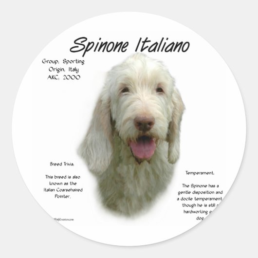 Spinone Italiano Geschichtsdesign Runder Aufkleber (Vorderseite)