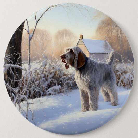Spinone Italiano lassen es Schnee Weihnachten Button (Vorderseite)