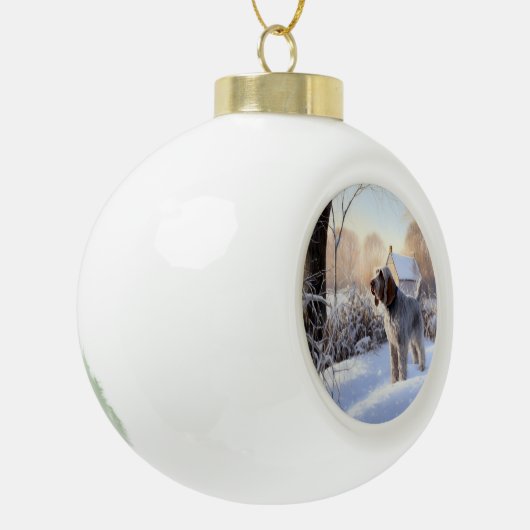 Spinone Italiano lassen es Schnee Weihnachten Keramik Kugel-Ornament (Links)