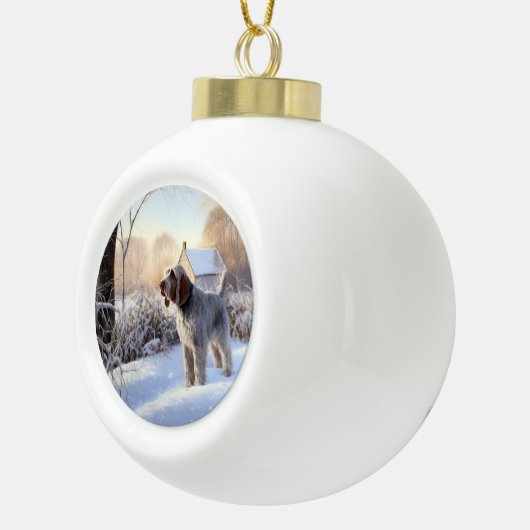 Spinone Italiano lassen es Schnee Weihnachten Keramik Kugel-Ornament (Rechts)