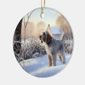 Spinone Italiano lassen es Schnee Weihnachten Keramik Ornament (Links)