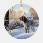 Spinone Italiano lassen es Schnee Weihnachten Keramik Ornament (Hinten)