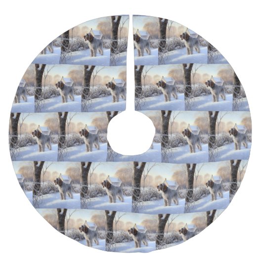 Spinone Italiano lassen es Schnee Weihnachten Polyester Weihnachtsbaumdecke (Vorderseite)