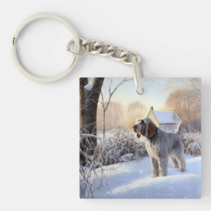 Spinone Italiano lassen es Schnee Weihnachten Schlüsselanhänger