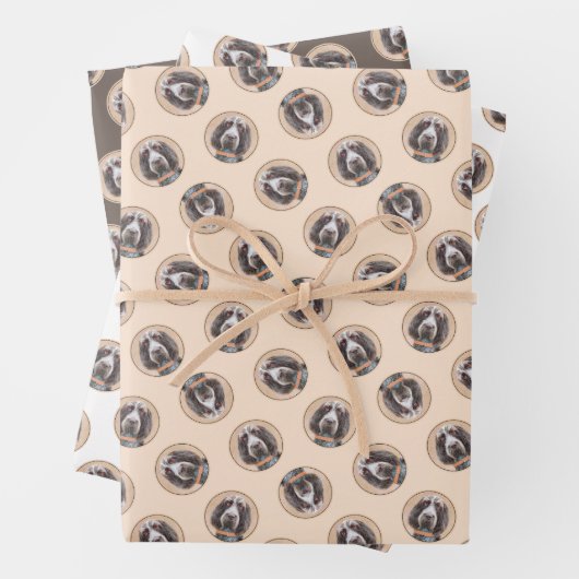 Spinone Italiano Malerei Braun Rasen Niedlicher Hu Geschenkpapier Set (Beispiel)