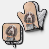 Spinone Italiano Malerei Braun Rasen Niedlicher Hu Ofenhandschuh & Topflappen-Set (Vorderseite/Rückseite)