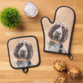 Spinone Italiano Malerei Braun Rasen Niedlicher Hu Ofenhandschuh & Topflappen-Set (Oben Unten)