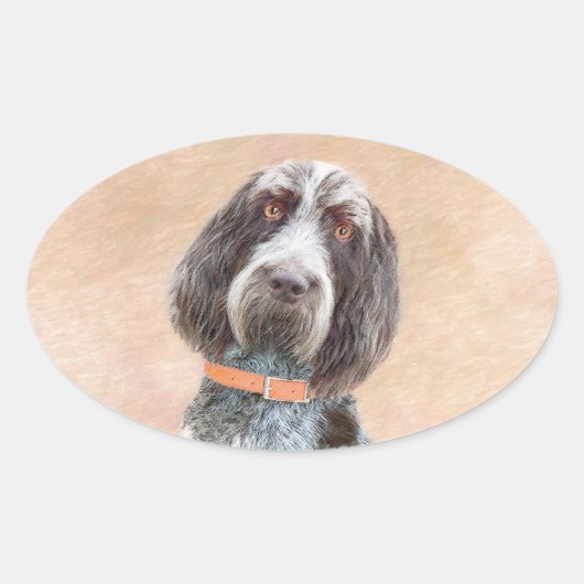 Spinone Italiano Malerei - Niedliche Original Dog  Ovaler Aufkleber (Vorderseite)