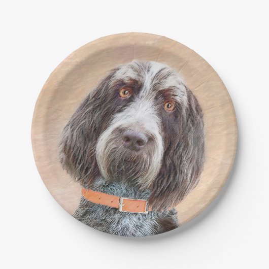 Spinone Italiano Malerei - Niedliche Original Dog Pappteller (Vorderseite)