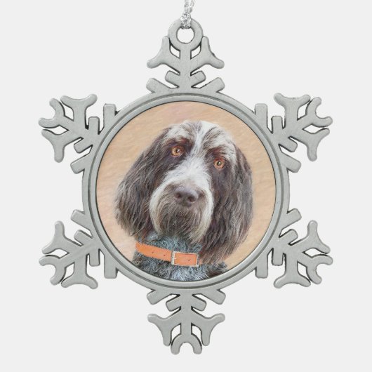 Spinone Italiano Malerei - Niedliche Original Dog Schneeflocken Zinn-Ornament (Vorderseite)