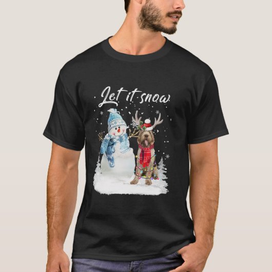 Spinone Italiano Santa Dog Christmas Snowman Xmas  T-Shirt (Vorderseite)