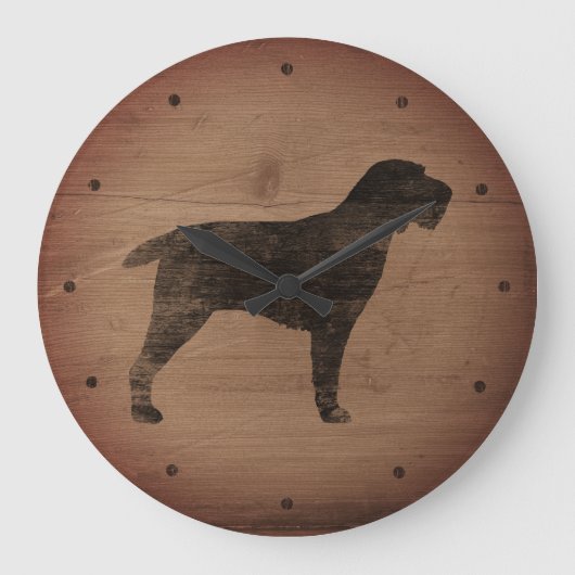 Spinone Italiano Silhouette Rustikal Große Wanduhr (Vorderseite)