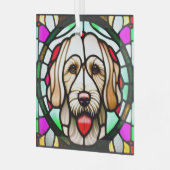 Spinone Italiano "Stains Glass" Ornament Aus Glas (Vorderseite links)