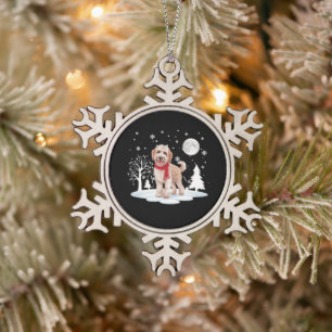 Spinone Italiano Unter Mondlicht Schneeschonzeit W Schneeflocken Zinn-Ornament